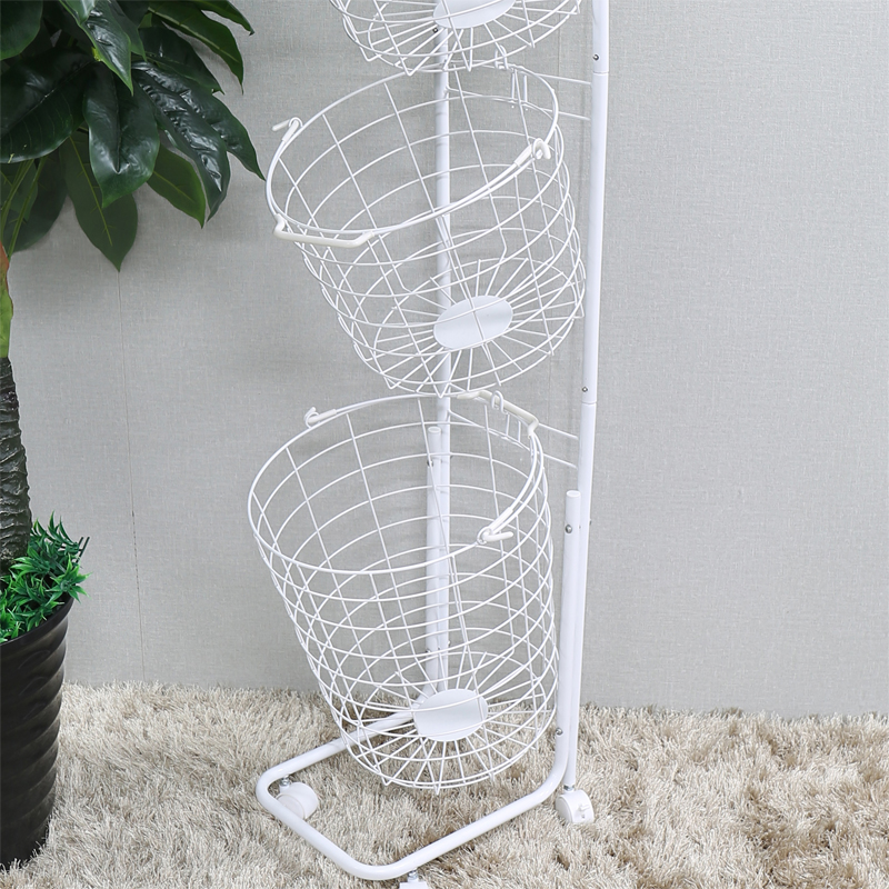 3-Tier wheeled storage rolling laundry wire basket F10014