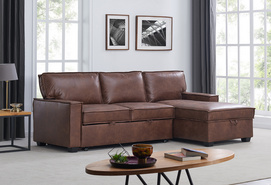 Modern Brown Three-seater Sofa - 111479