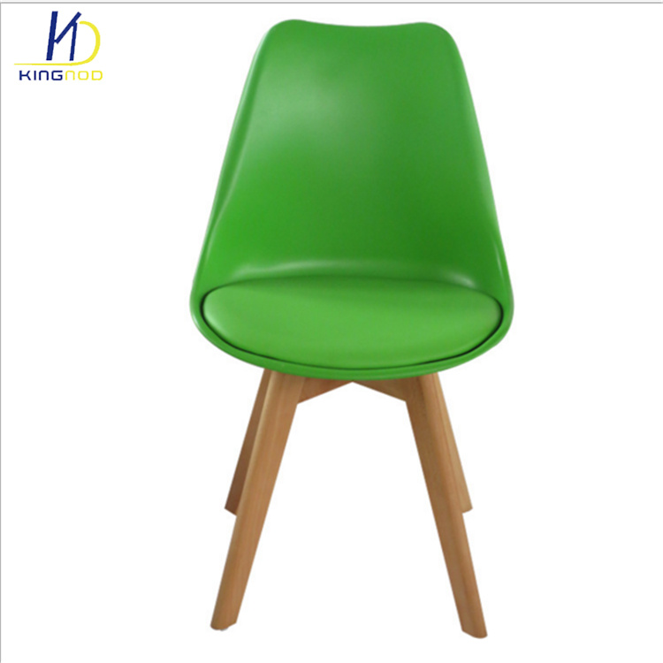 Wholesale Plastic Dining Chair with Wooden Legs  C487