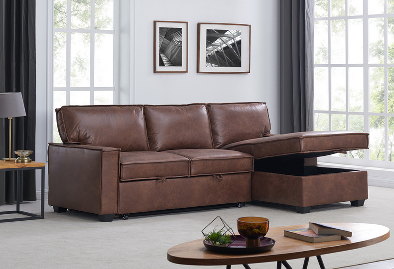 Modern Brown Three-seater Sofa - 111479