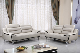 White Simple Leather Two-seater Sofa