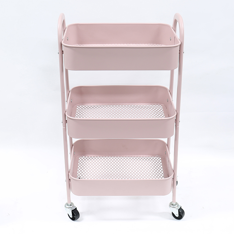 F10070 stackable 3-tier kitchen storage metal rolling trolley shelf