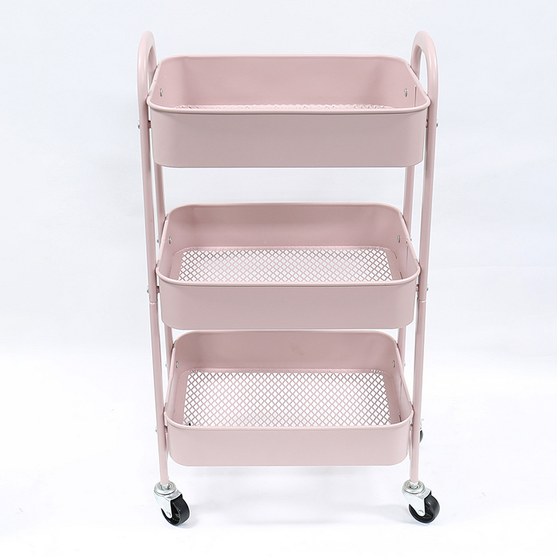 F10070 stackable 3-tier kitchen storage metal rolling trolley shelf