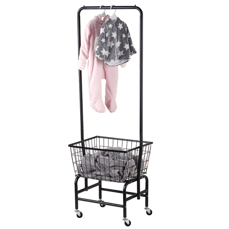 F10038 metal clothes rack with storage basket