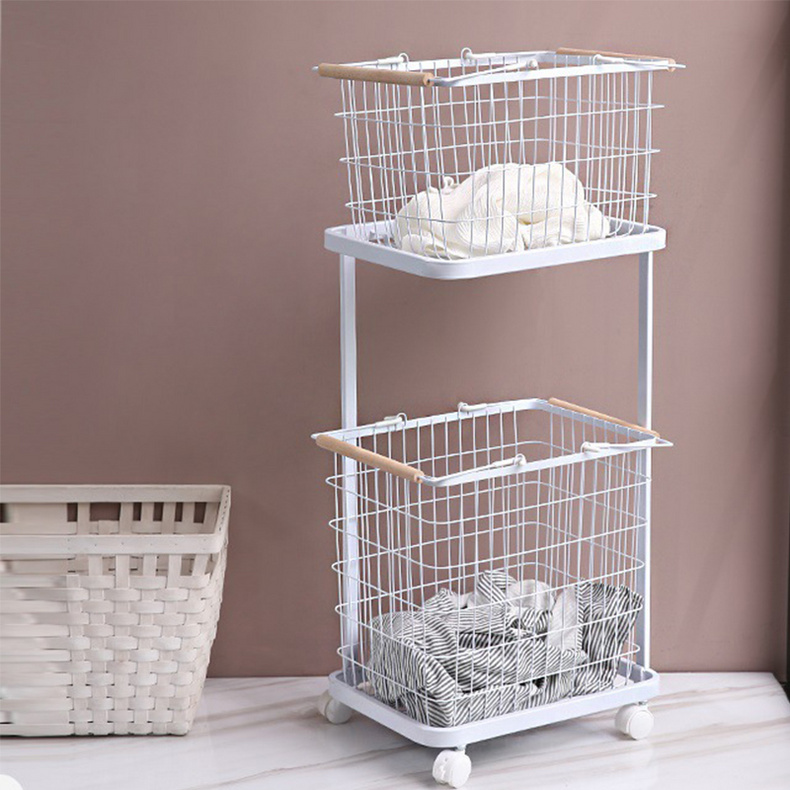 2-Tier wire laundry basket cart F10021