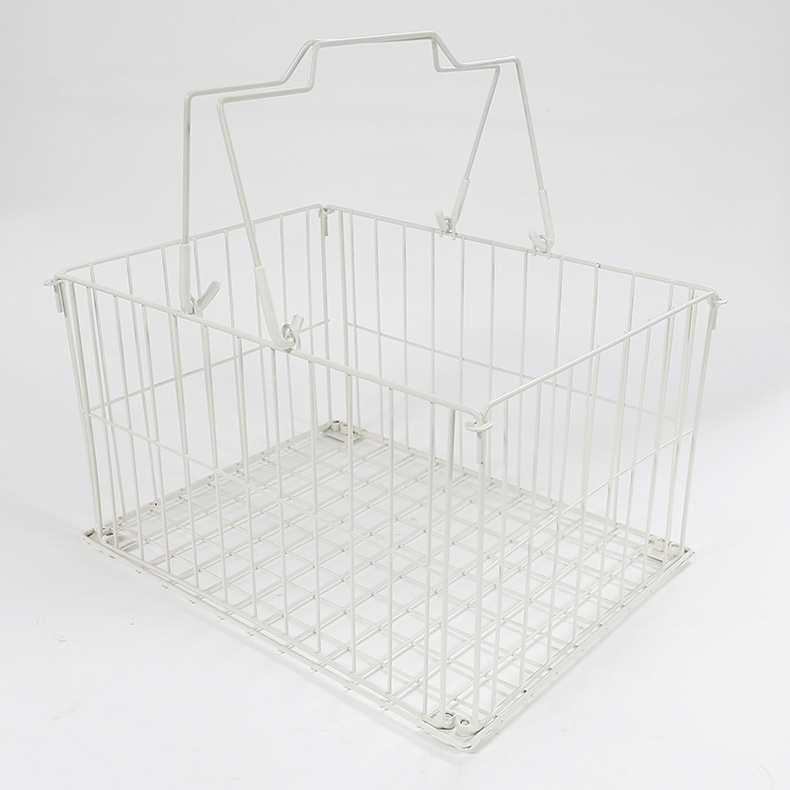 3 Layer home storage wire basket cart with MDF top F10023