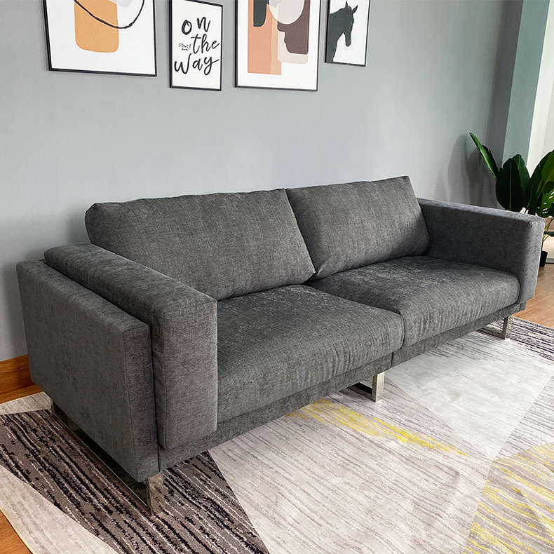 LV4164  Modern Grey Fabric Two-seater Sofa