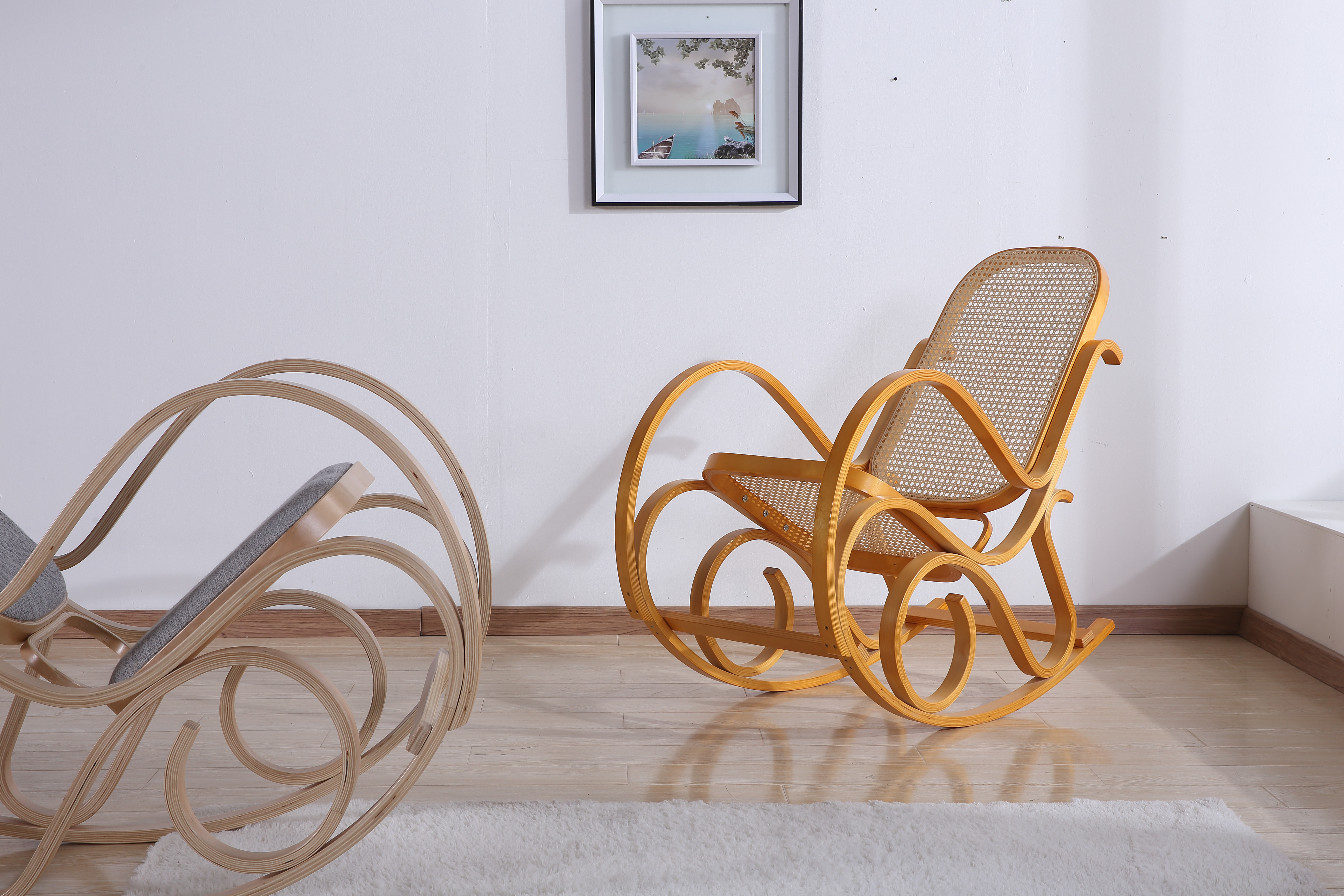 A3002 Rocking Chair with Natural Rattan