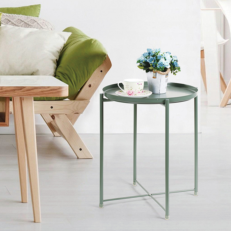 F10064 folding round coffee table with removable tray