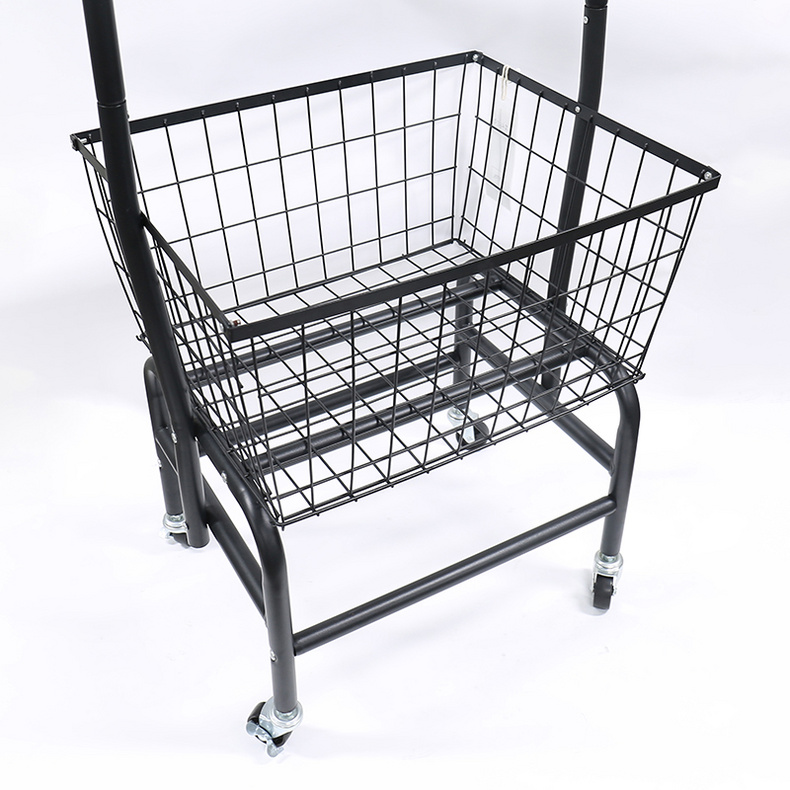 F10038 metal clothes rack with storage basket