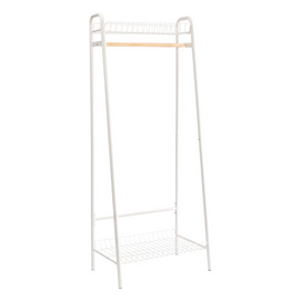 F10065 home floor standing triangle shape coat rack with wire basket