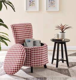 Pink Plaid Single Chair with Storage Space- 609387