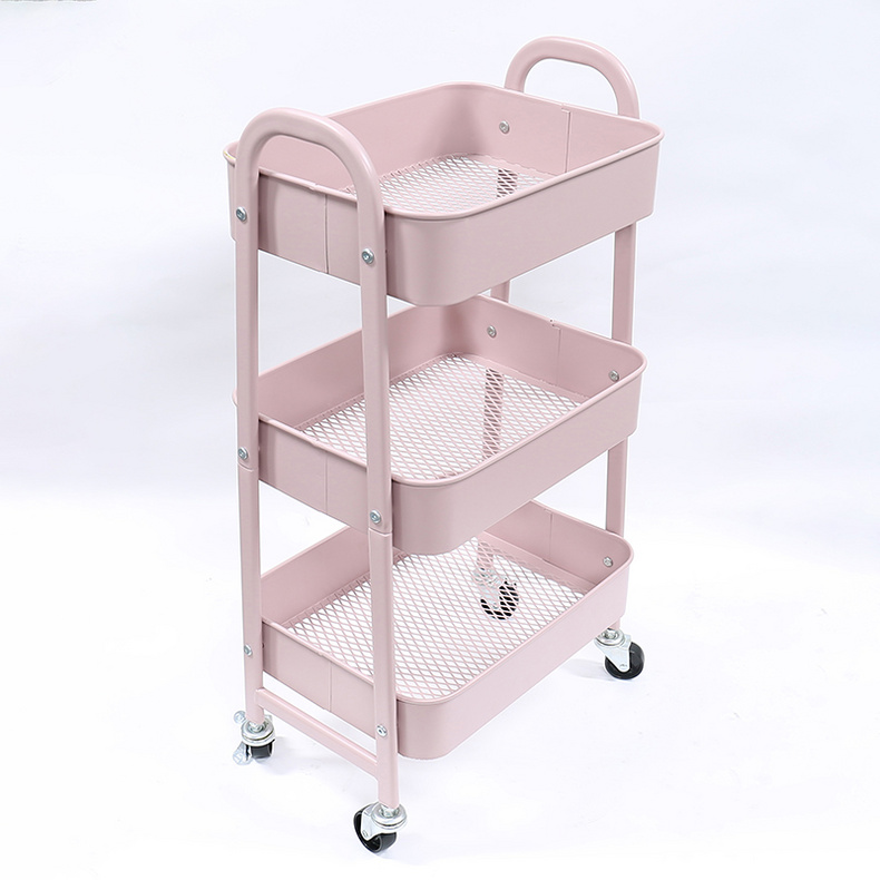 F10070 stackable 3-tier kitchen storage metal rolling trolley shelf