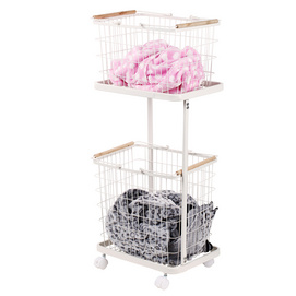 2-Tier wire laundry basket cart F10021