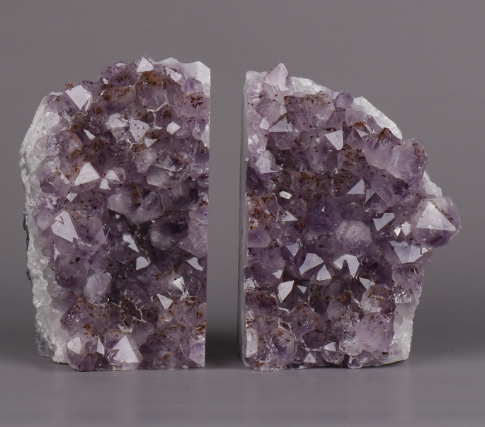 Amethyst cluster bookends