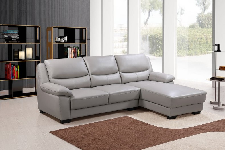 High-grade Grey Leather Corner Sofa