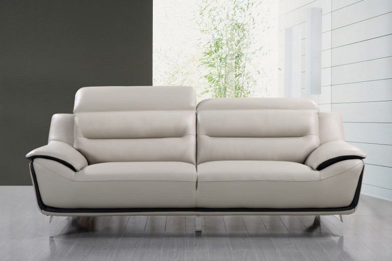 White Simple Leather Two-seater Sofa