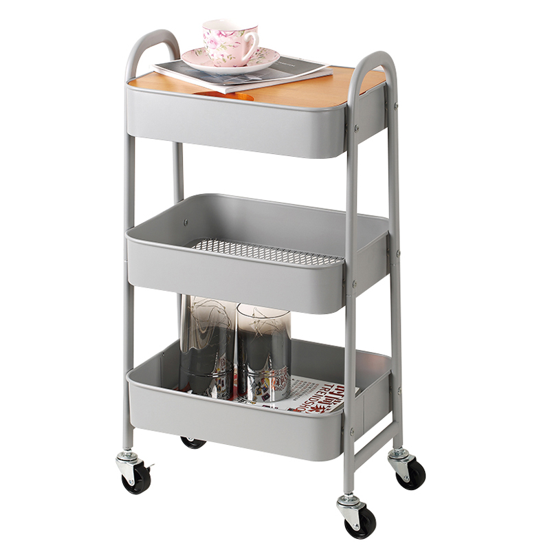 F10070 stackable 3-tier kitchen storage metal rolling trolley shelf