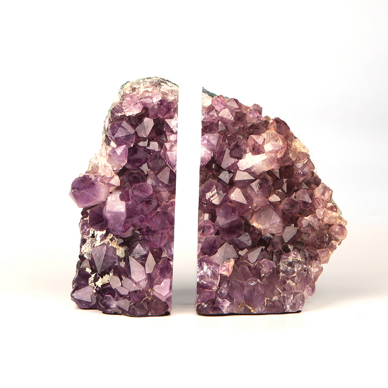 Amethyst cluster bookends