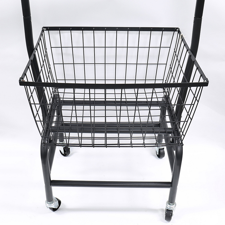 F10038 metal clothes rack with storage basket