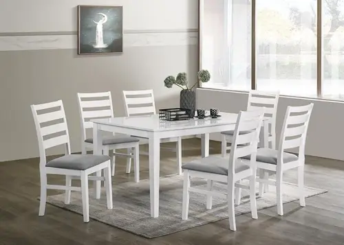KF 3001-2 DT & KF 4454 DC White Dining Table and Chairs Set