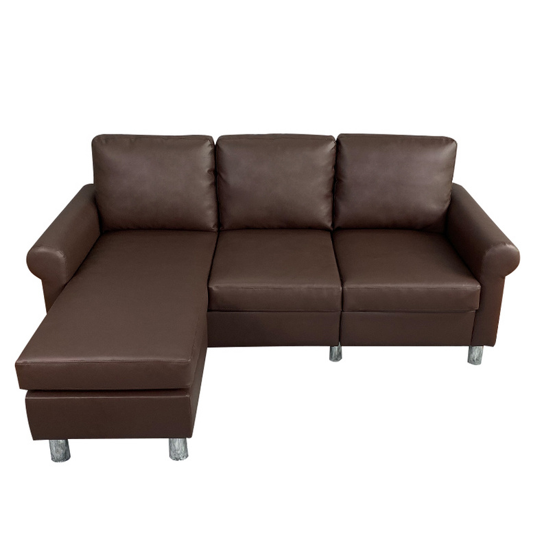 LV7048  Brown Leather Corner Sofa Bed