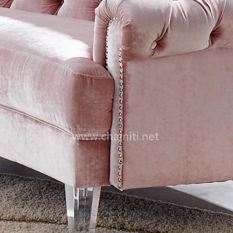 Button tufted upholstered sofa set