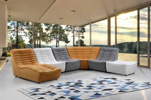 U Fabric Combinational Recliner Sofa