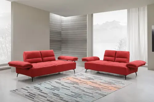 Modern Red Exquisite Fabric Sofa Bed