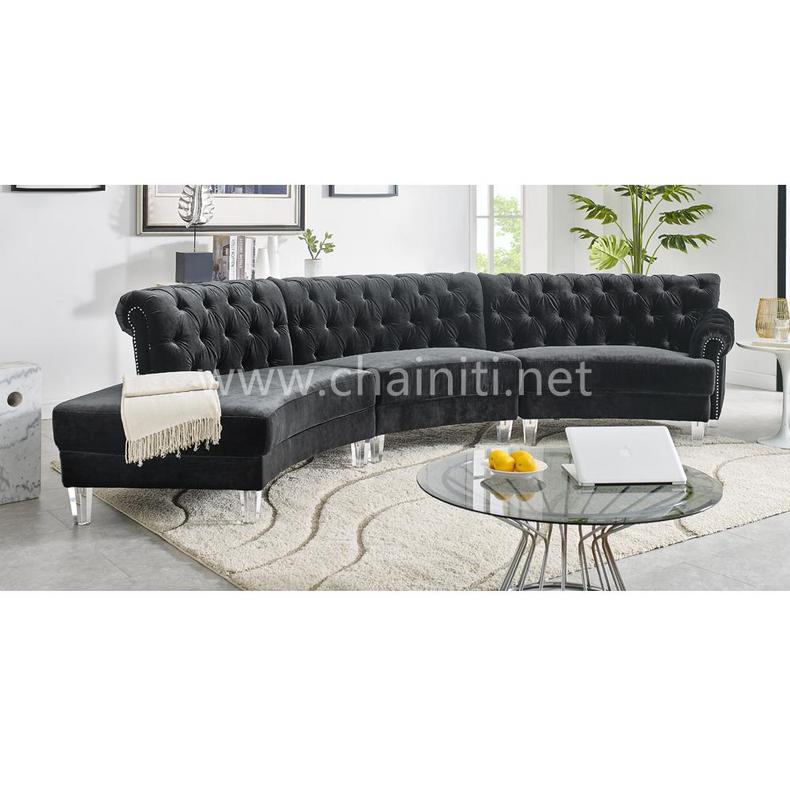 Button tufted upholstered sofa set