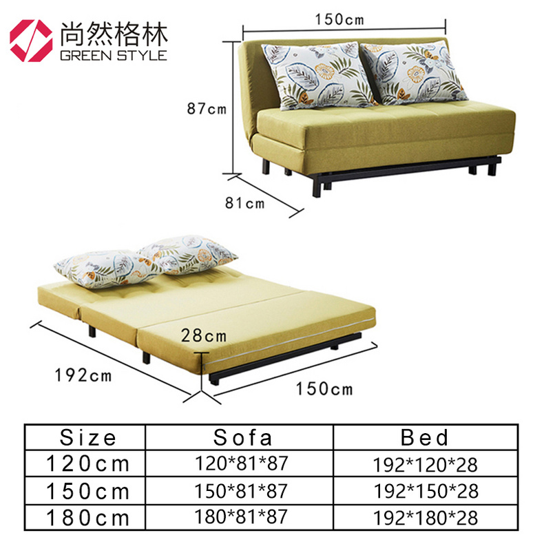 Three fold sofa bed with iron frame