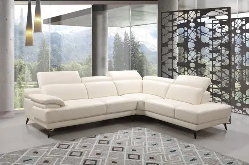 White Leather Corner Multi Seater Sofa