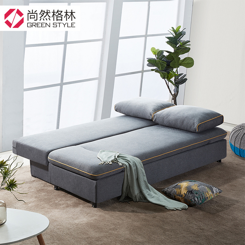 Adjustable armrest sofa bed with storage