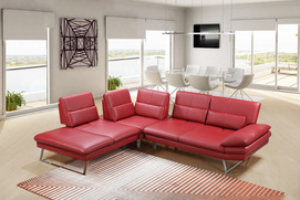 Red Fashionable Leather Corner Sofa