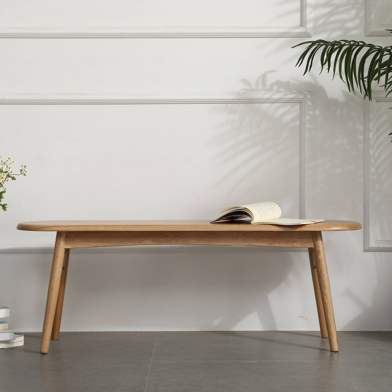 Solid Wood Oak Long Bench Stool