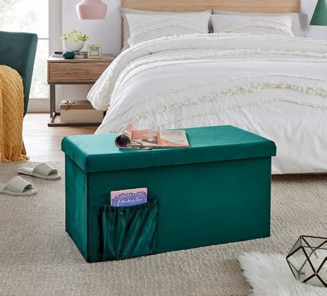 Modern Green Velvet Ottoman- 609391