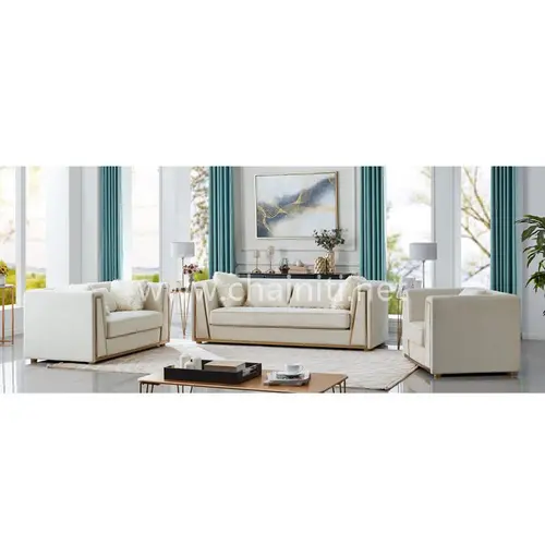 Upholstered Sectional Couch Stainless Steel Living Room Leisure Sofa Sets