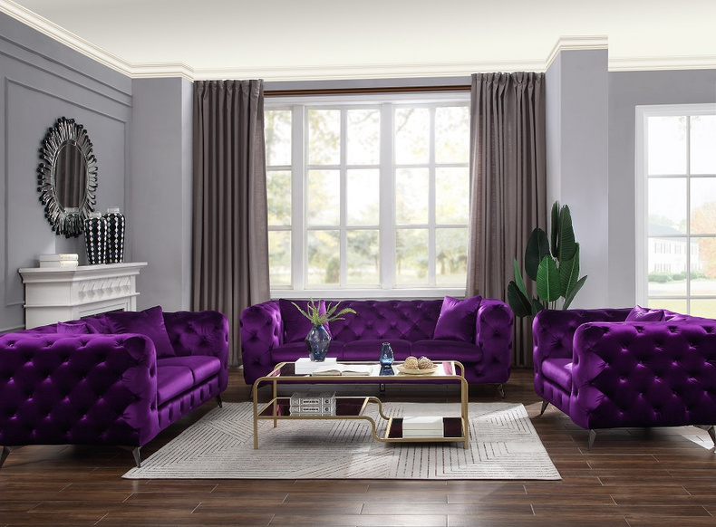 54905 Atronia Light Luxury Purple Sofa Set