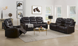55415 Braylon Black Leather Sofa Set
