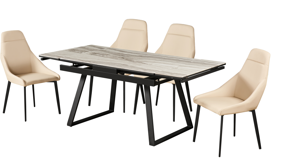 Latest modern appearance industry style home furniture nordic simple design white marble top metal leg dining table