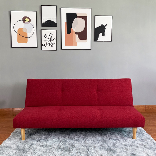 LV372  Modrn Minimalist Red Fabric Sofa Bed