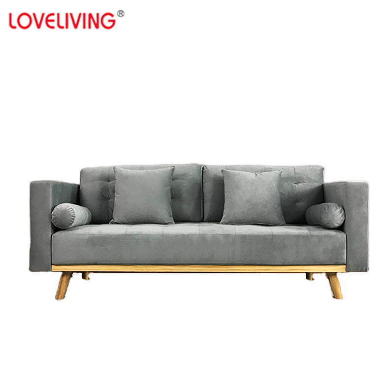 LV4165  Nordic Style Light Blue Fabric Sofa