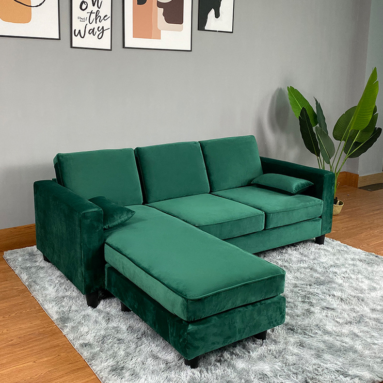 LV788  L-shaped Green Fabric Corner sofa