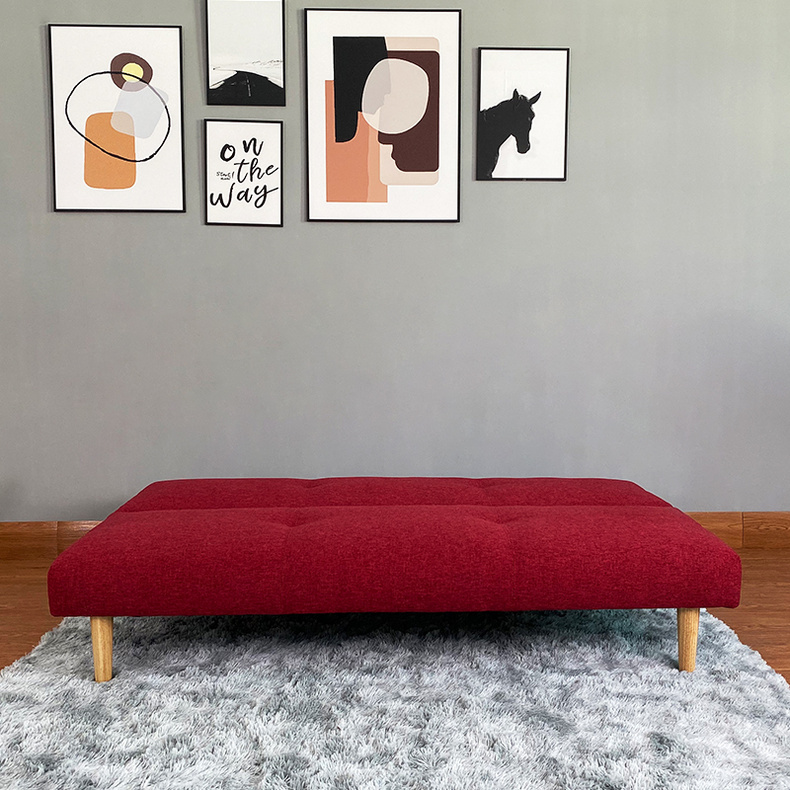LV372  Modrn Minimalist Red Fabric Sofa Bed