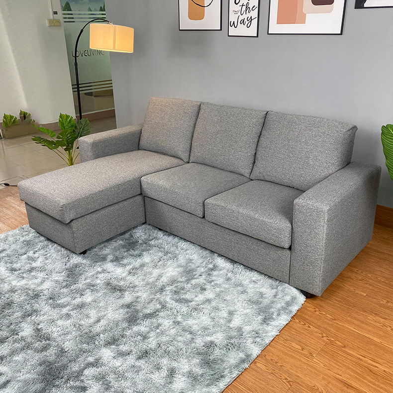 LV745 Grey Fabric L-shaped Corner sofa