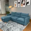 LV7049  L-shaped Light Blue Fabric Corner sofa