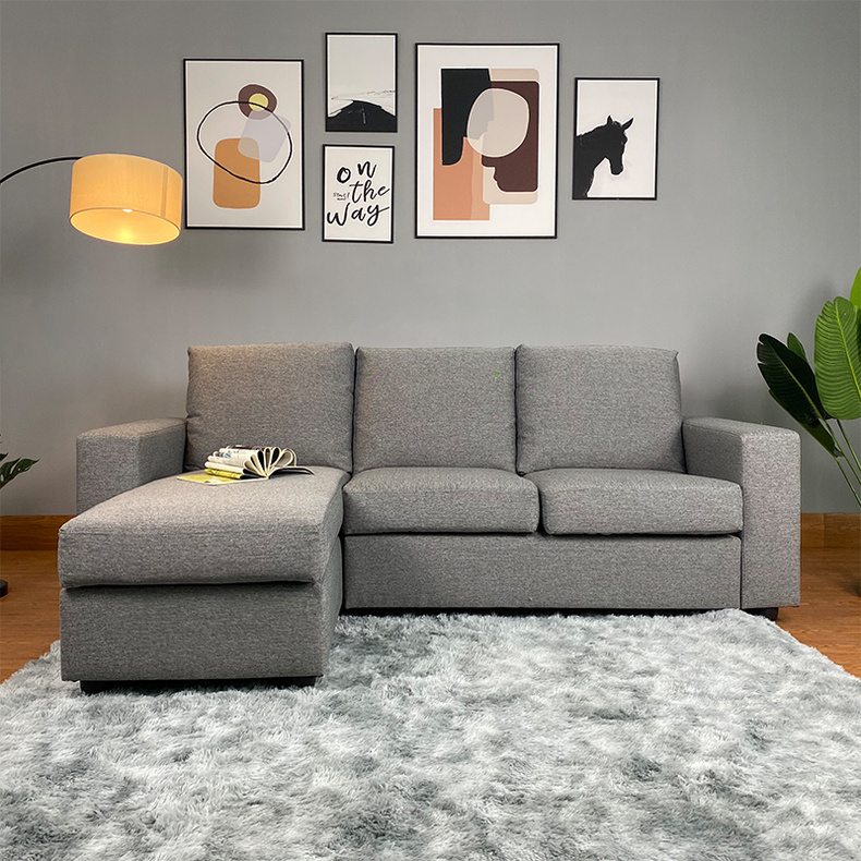 LV745 Grey Fabric L-shaped Corner sofa