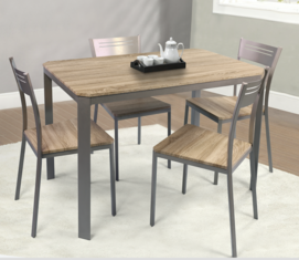 YS2543 MDF+Metal Frame Dining Table and Chairs Set