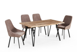 unique curved edge MDF with paper matel legs dining table