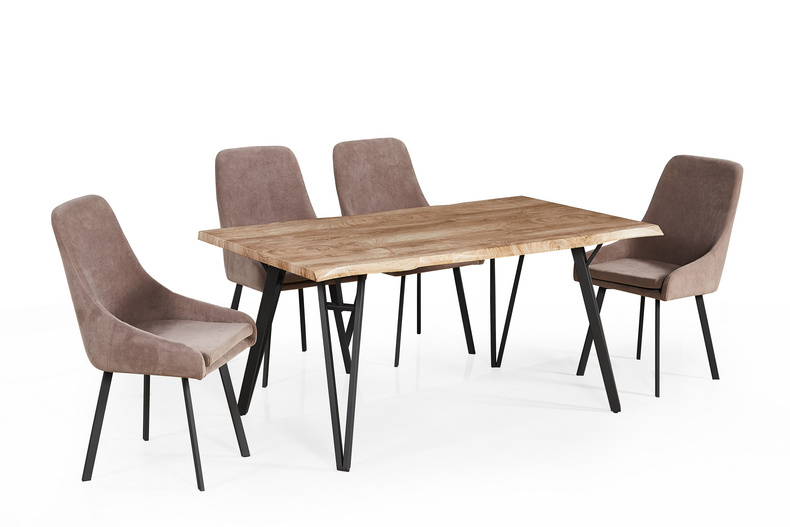 unique curved edge MDF with paper matel legs dining table